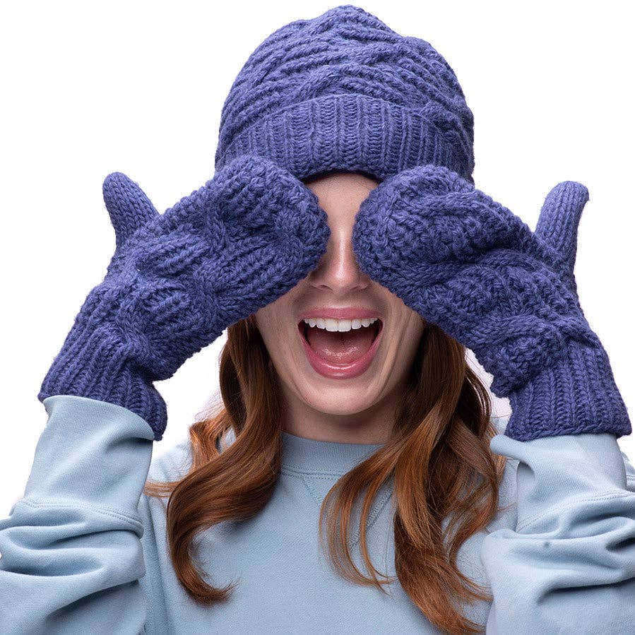 Nirvanna Designs Side Cable Hand-Knit Wool Mittens