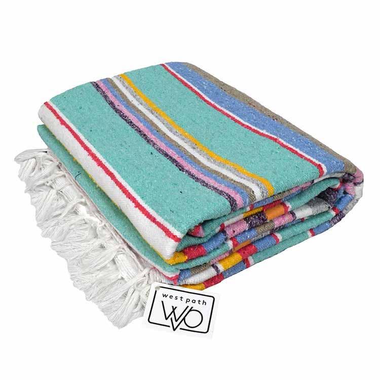 West Path Mexican Serape Blanket / Mint Spectrum