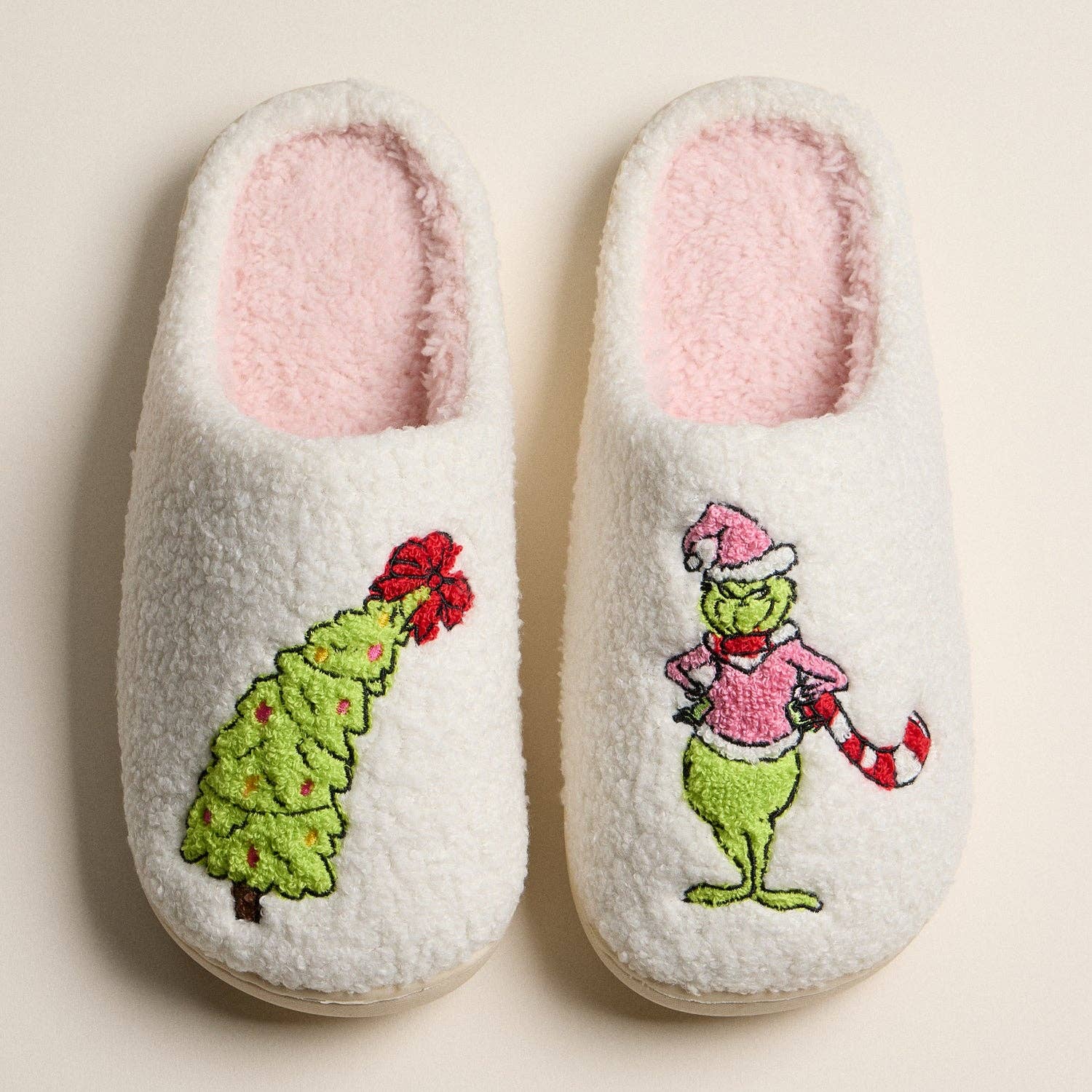 Frem Grinch & Christmas Tree Ultra-Soft Holiday Mule Slippers