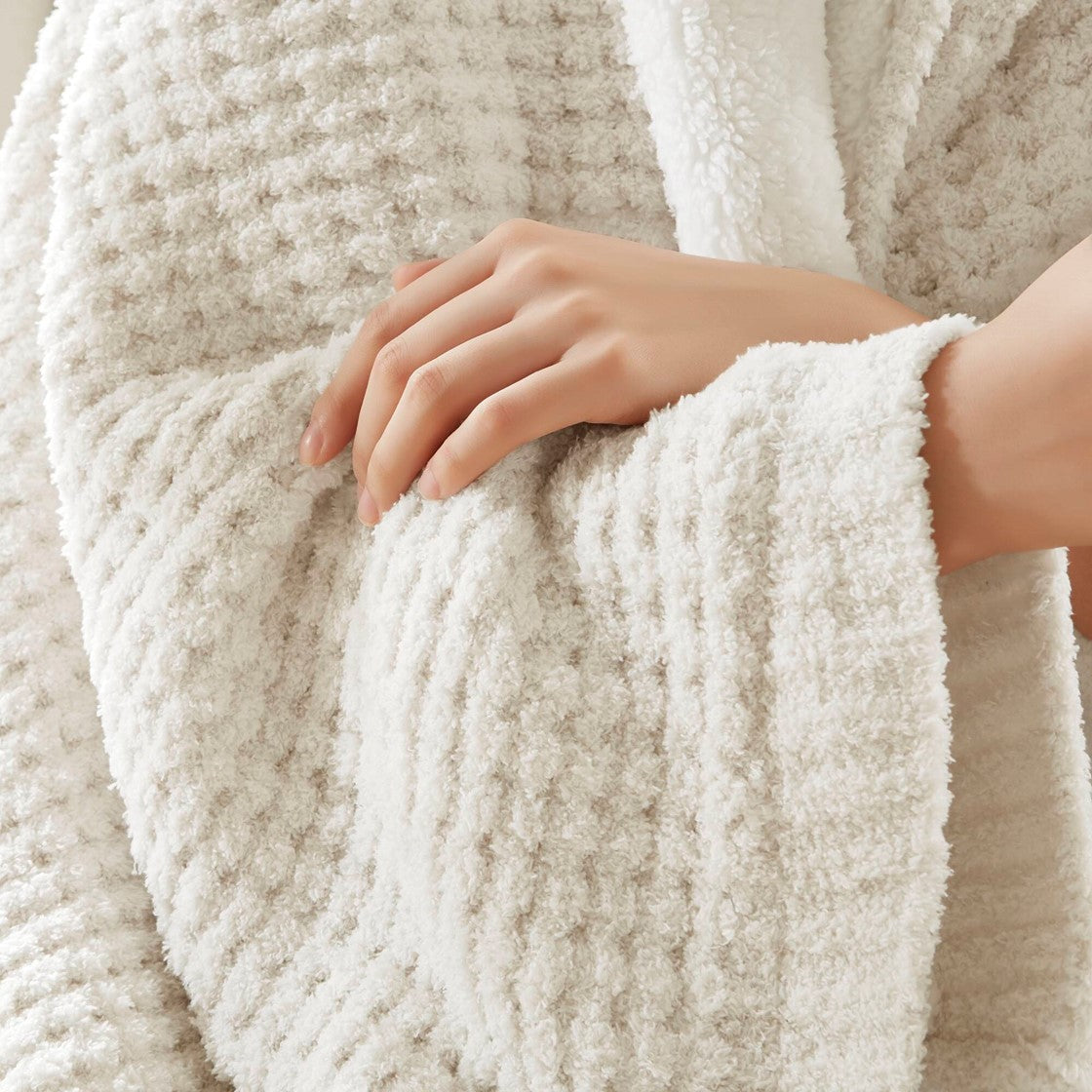 Olliix Waffle Knit Chenille & Sherpa Throw Blanket
