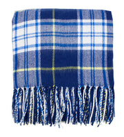 Fennco Styles Classic Plaid with Tassel Trim Throw Blanket / Navy Blue, White, Yellow