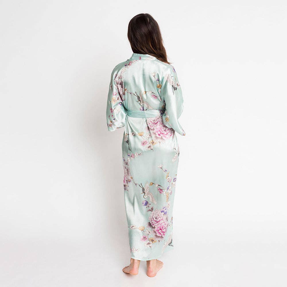 Chrysanthemum & Crane Long Kimono Robe