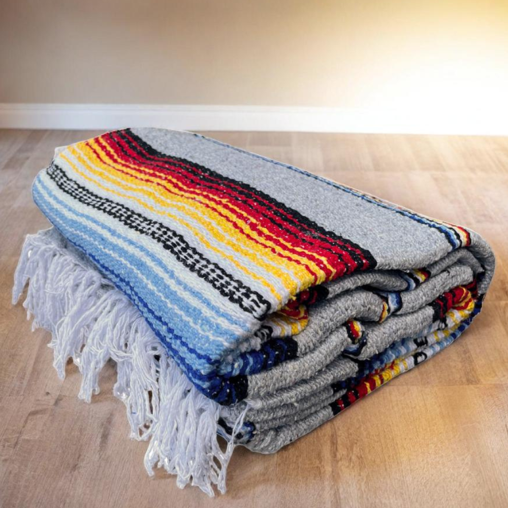 West Path Spectrum Mexican Baja Blanket / Gray Fire & Water