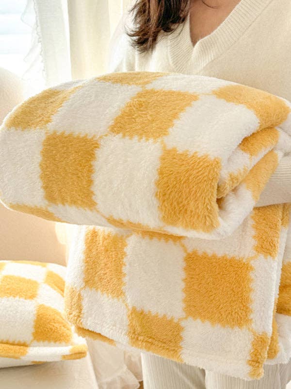 Home Coral Color Block Fleece Soft Blanket SKABL4090