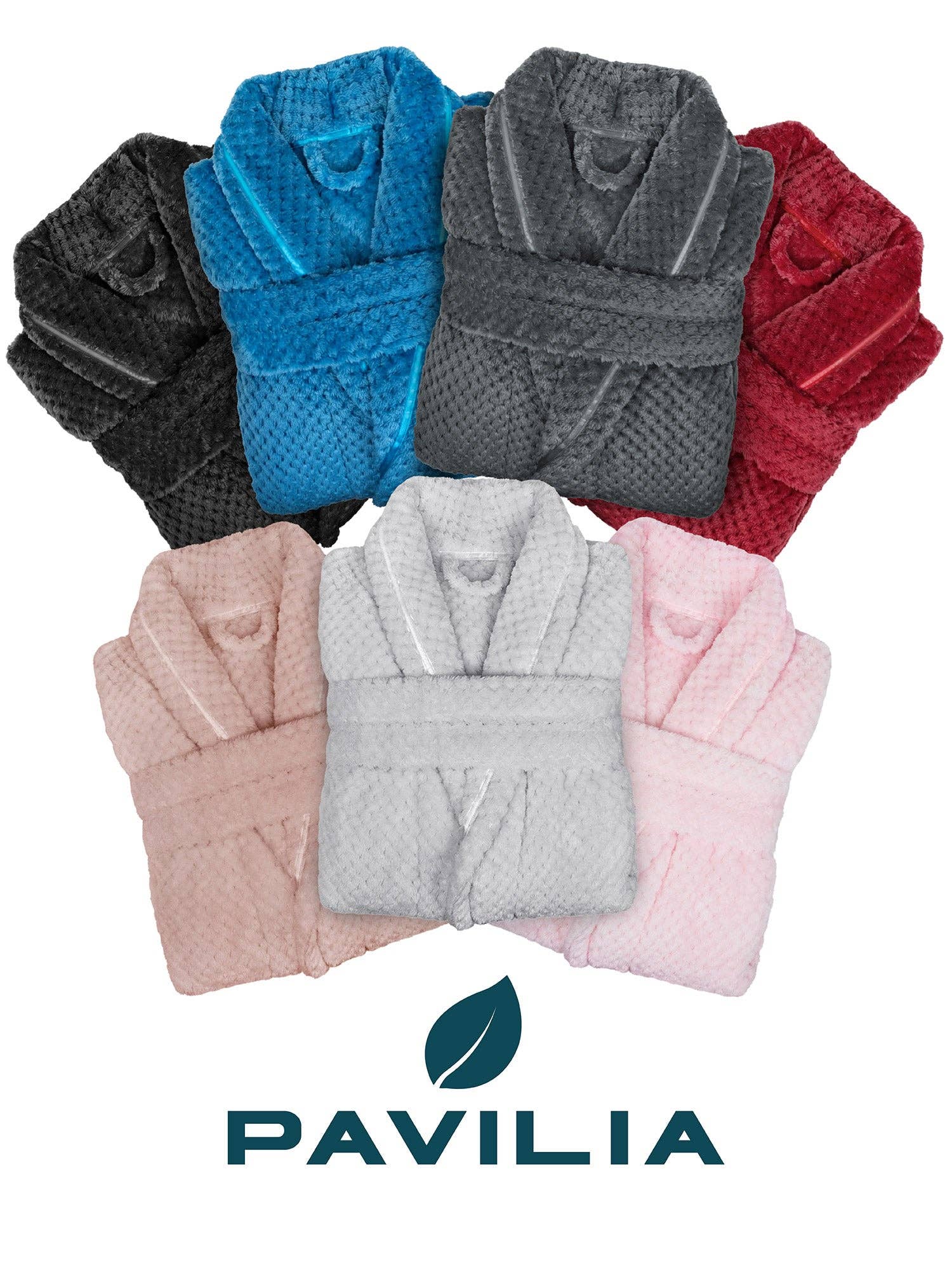 Women's Waffle Textured Satin Trim Fleece Robe
