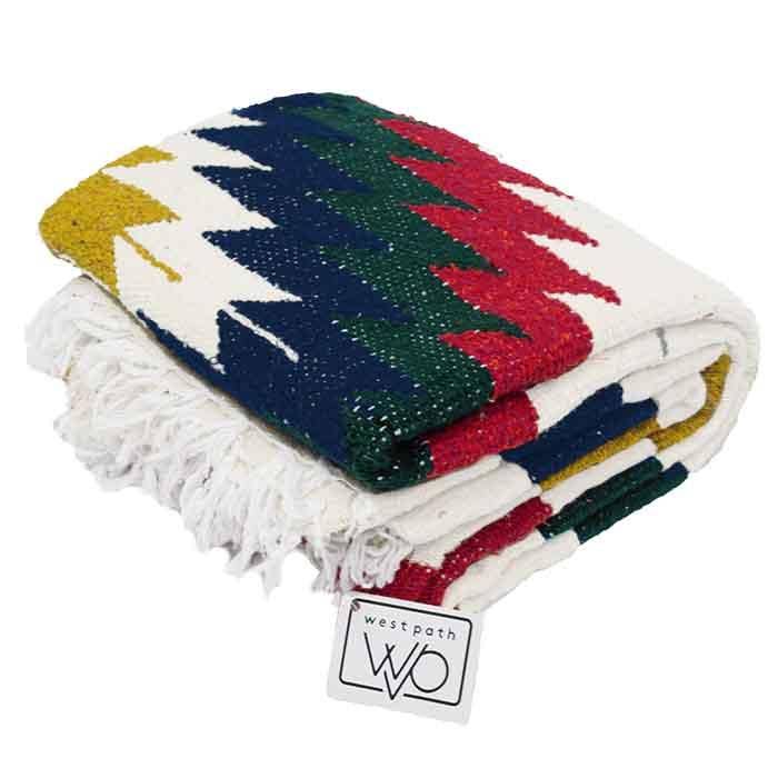 West Path Aztec Diamond Mexican Falsa Blanket / Ivory Earth
