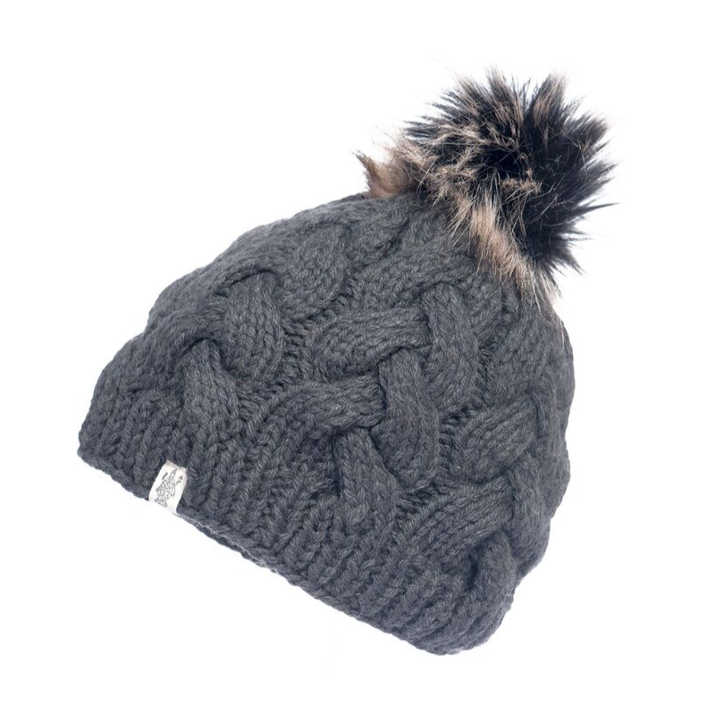 Boheme Cable Beanie with Faux Fur Pom