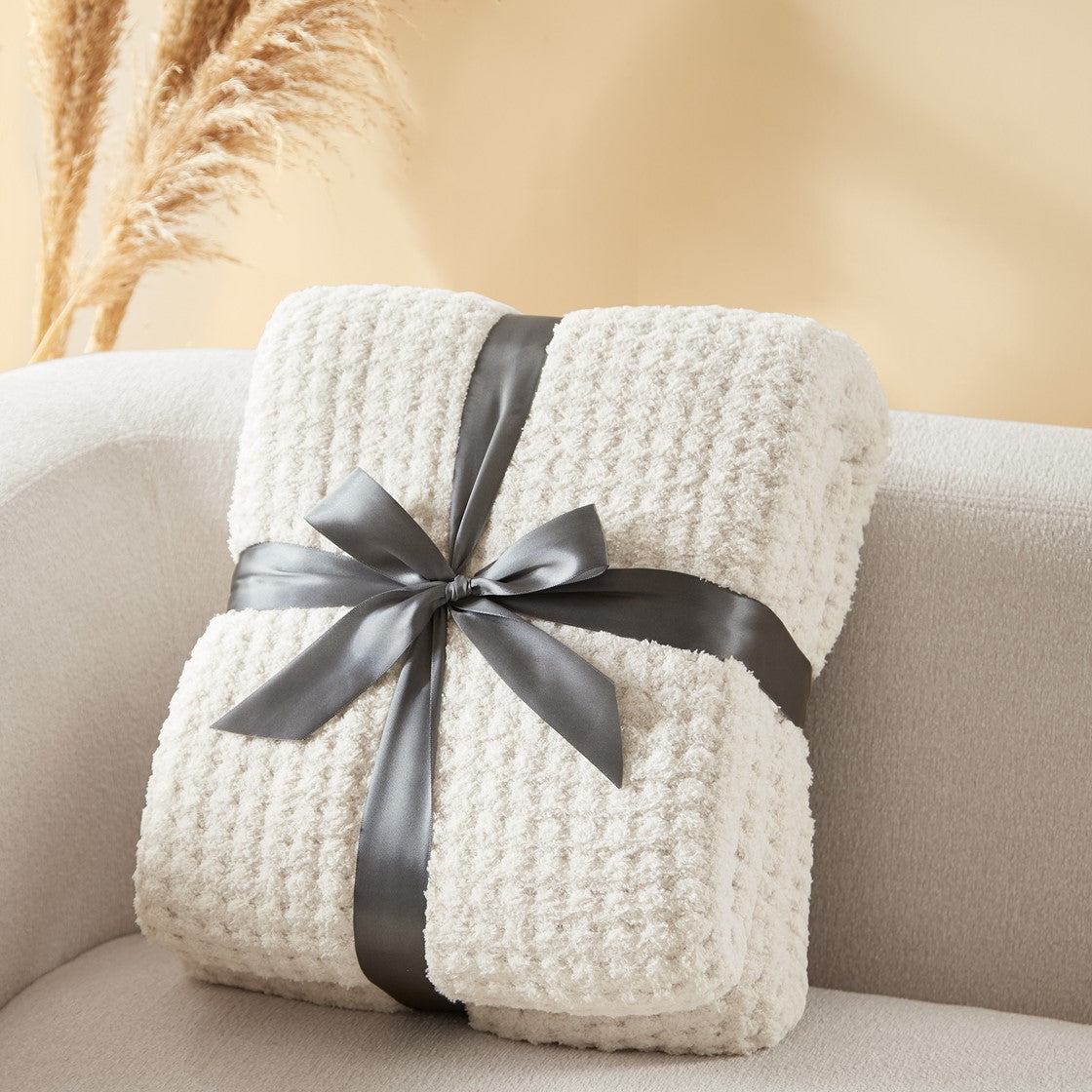 Olliix Waffle Knit Chenille & Sherpa Throw Blanket