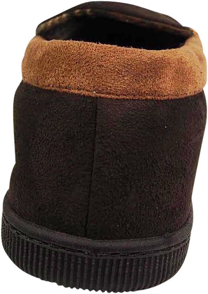 Norty Men's Faux Suede Memory Foam Moccasin Slippers / Chocolate & Camel