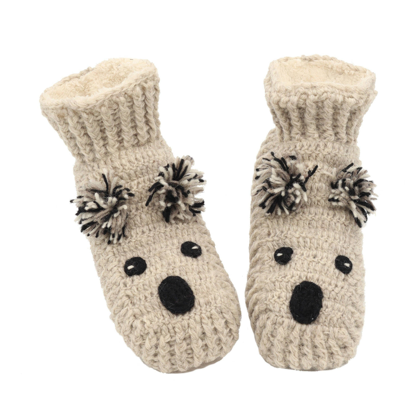 Nirvanna Designs Koala Hand-Crochet Wool Slipper Socks