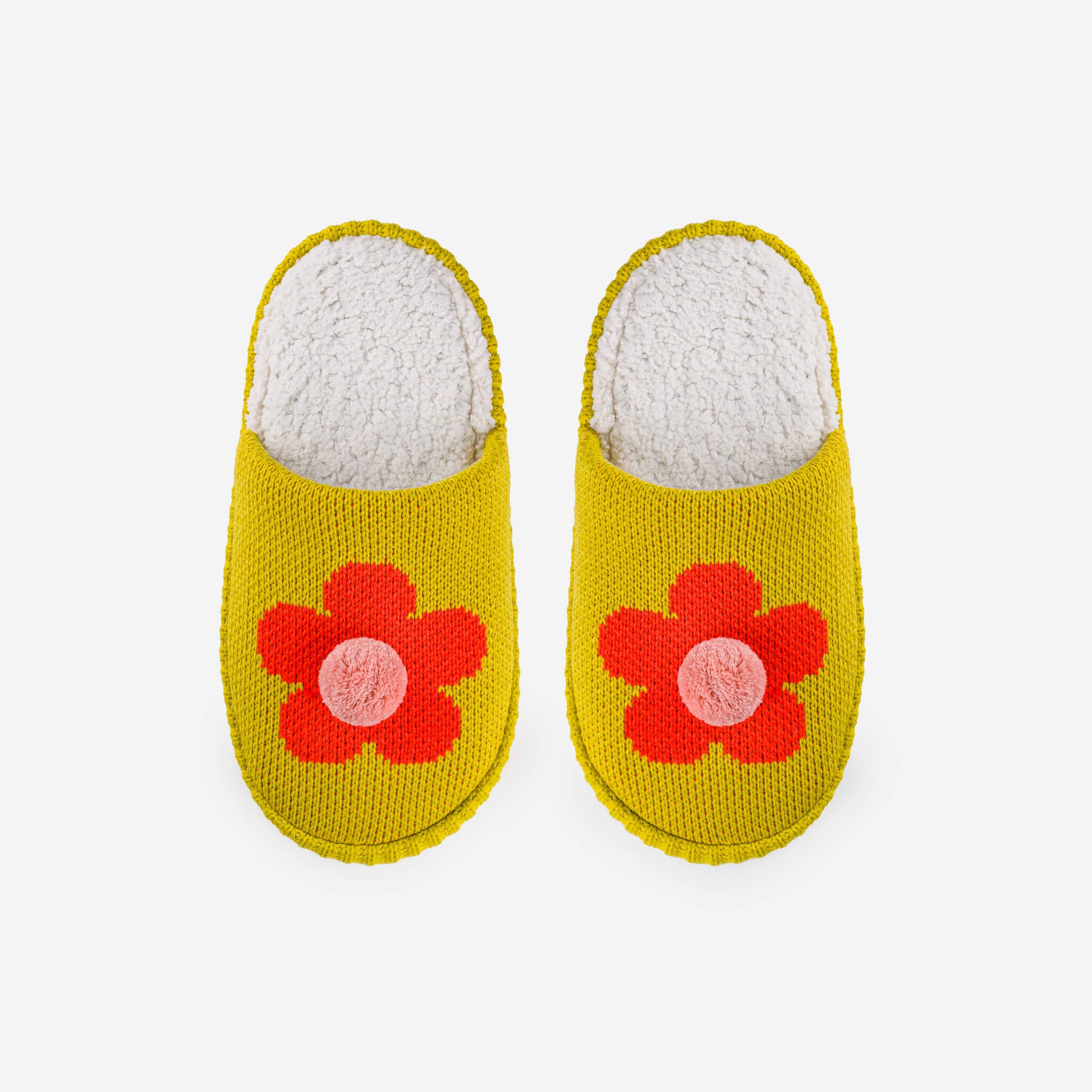 Flower Pom Mule Slippers