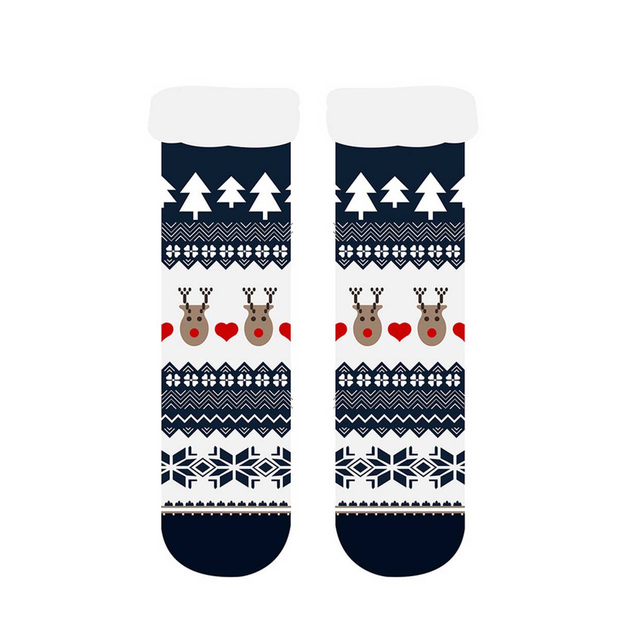ACCITY Holidays Reindeer & Heart Plush Sherpa Lined Slipper Socks