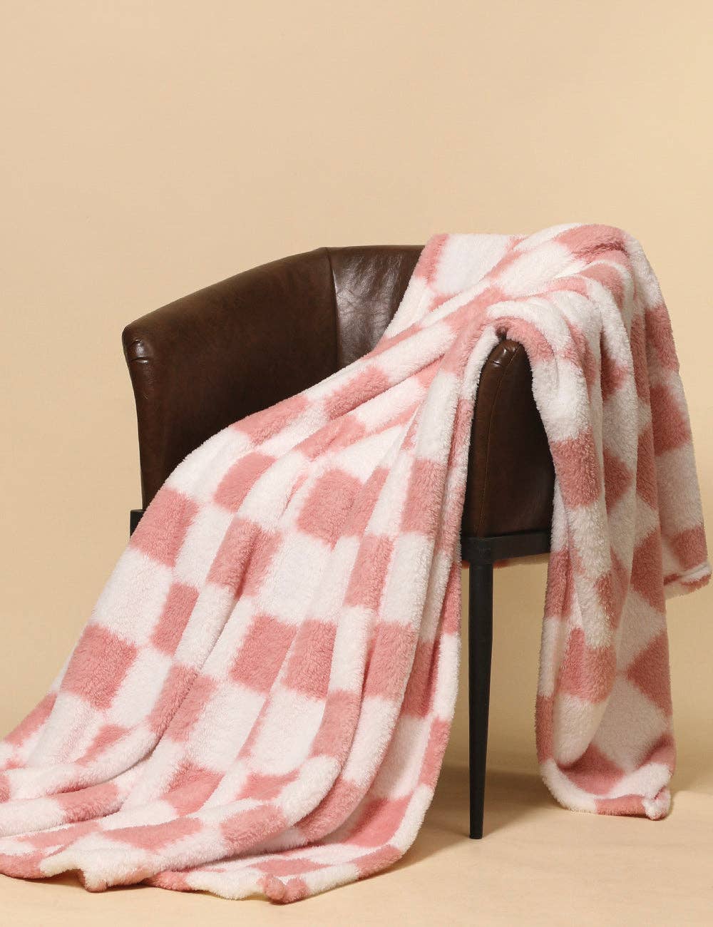 Home Coral Color Block Fleece Soft Blanket SKABL4090