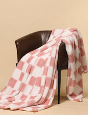 Home Coral Color Block Fleece Soft Blanket SKABL4090