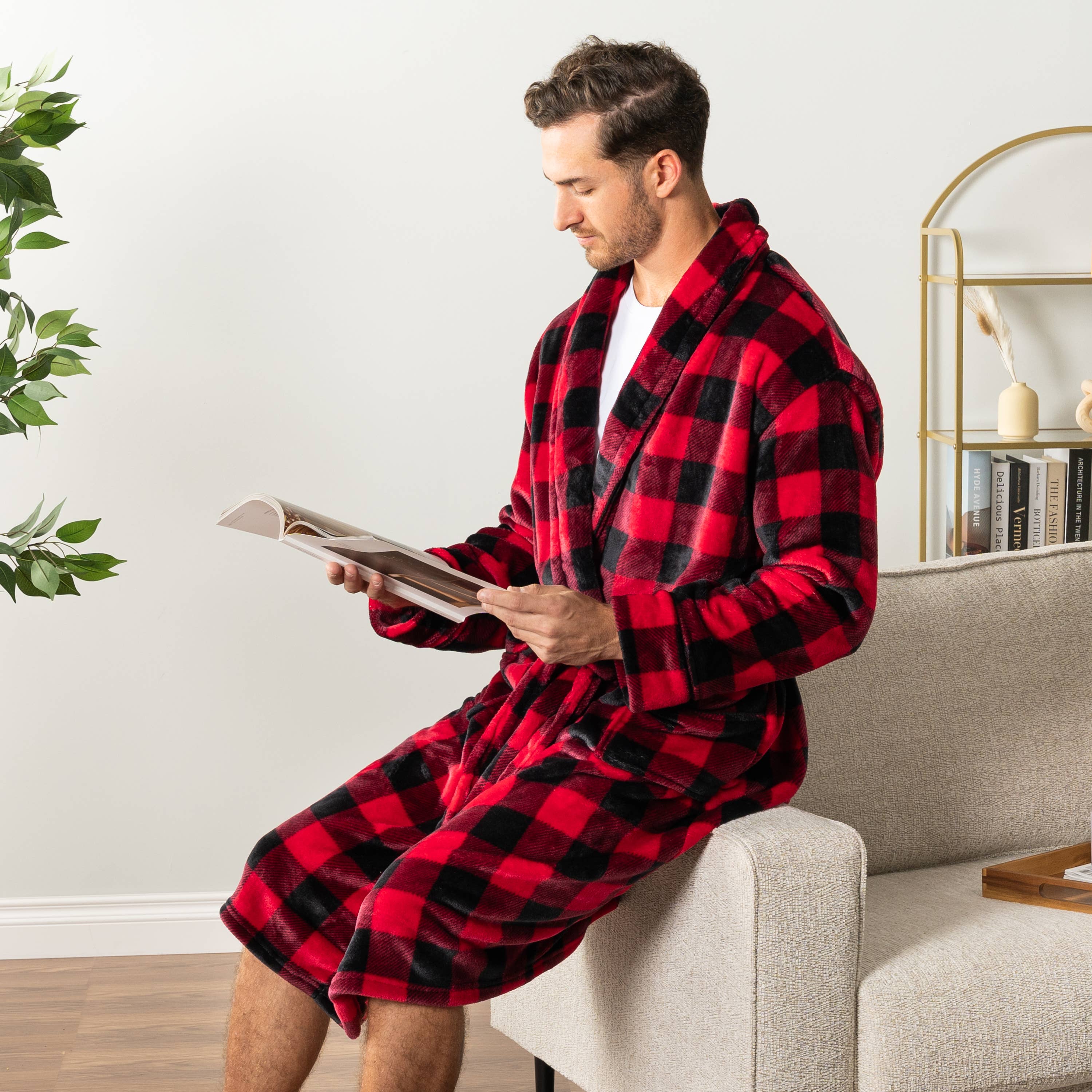 Men's Checkered Robe