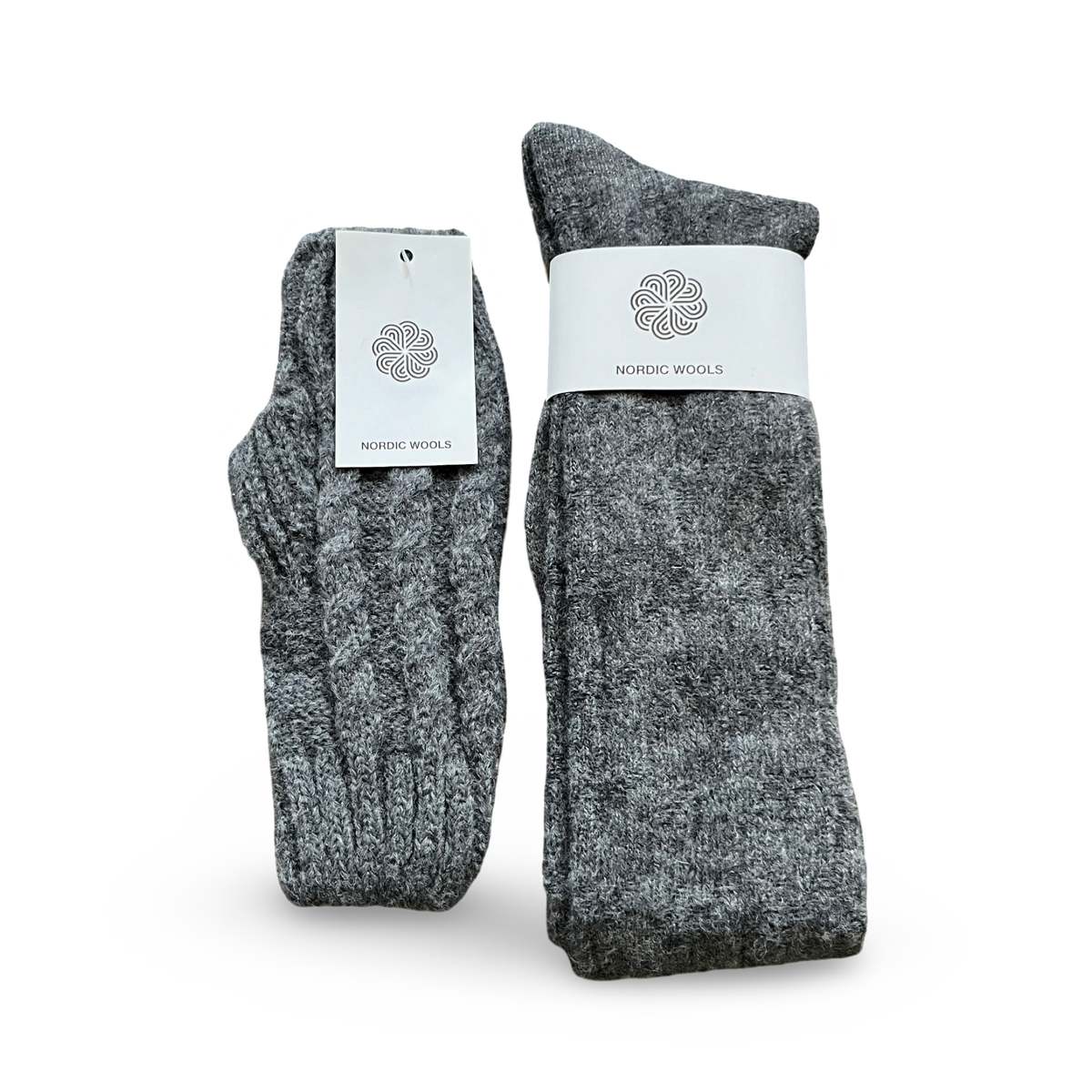 Nordic Wools Lyra Over-the-Knee Socks & Hand Warmers Set / Gray