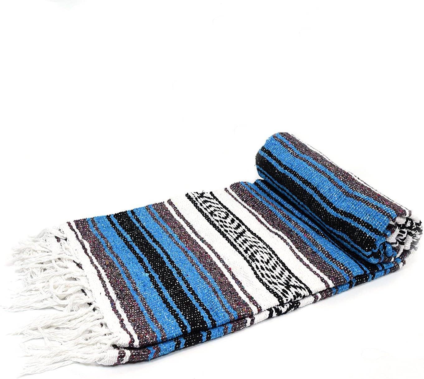 Mexican Blankets Blue Serape - Picnic | Camp | Yoga | Beach