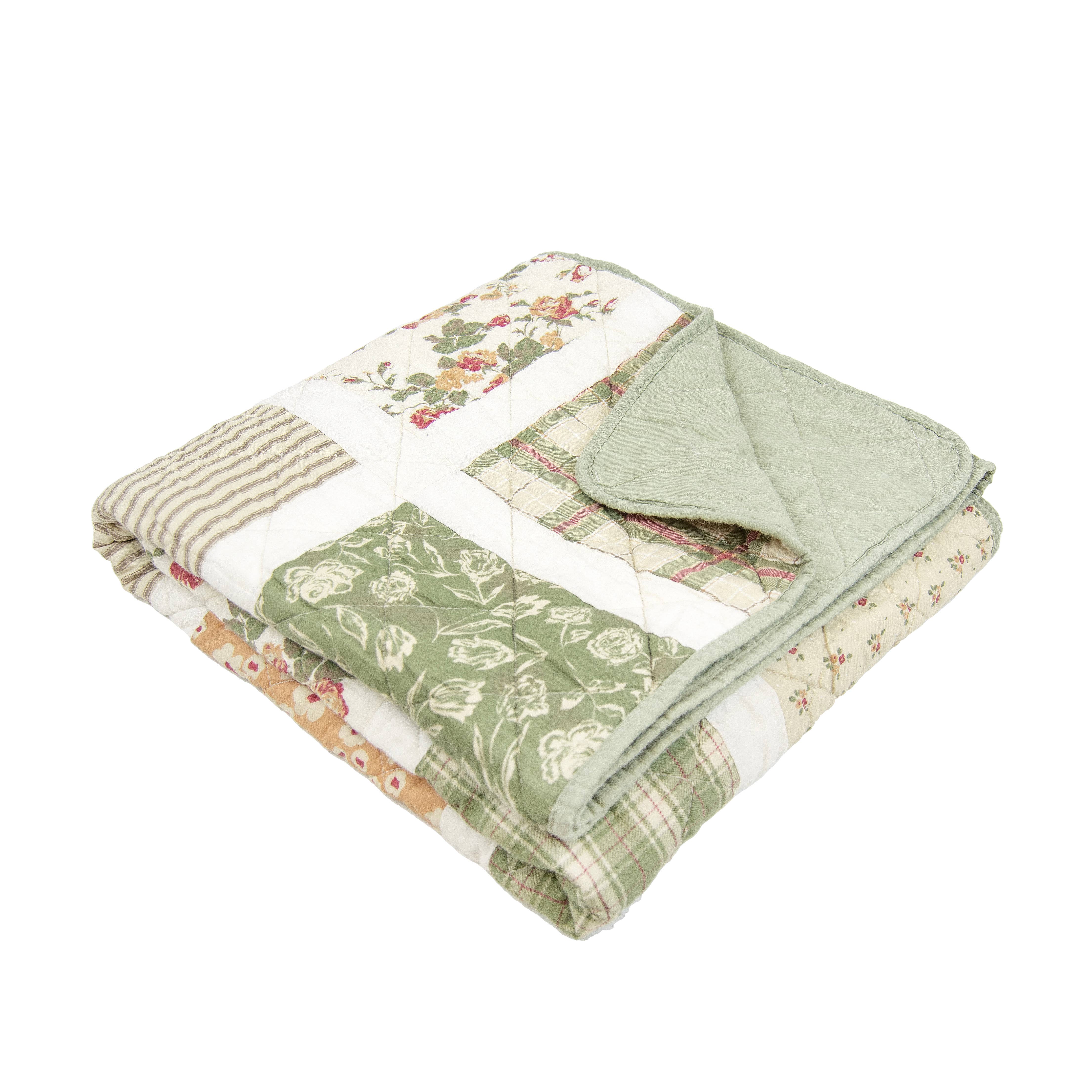Donna Sharp Peach Rose Quilted Throw Blanket