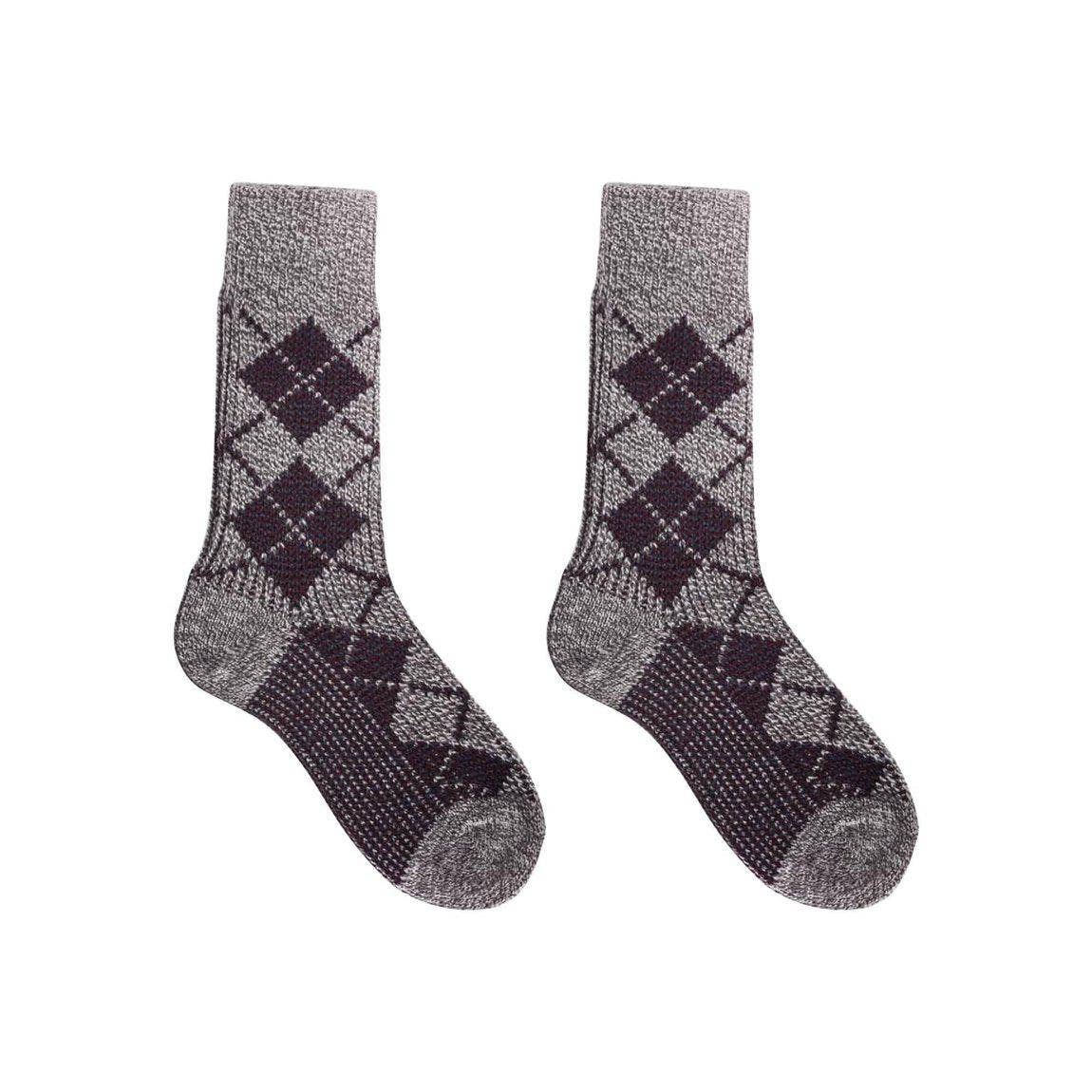 Nordic Wools Vagn Argyle Merino Wool Blend Unisex Socks / Gray & Black