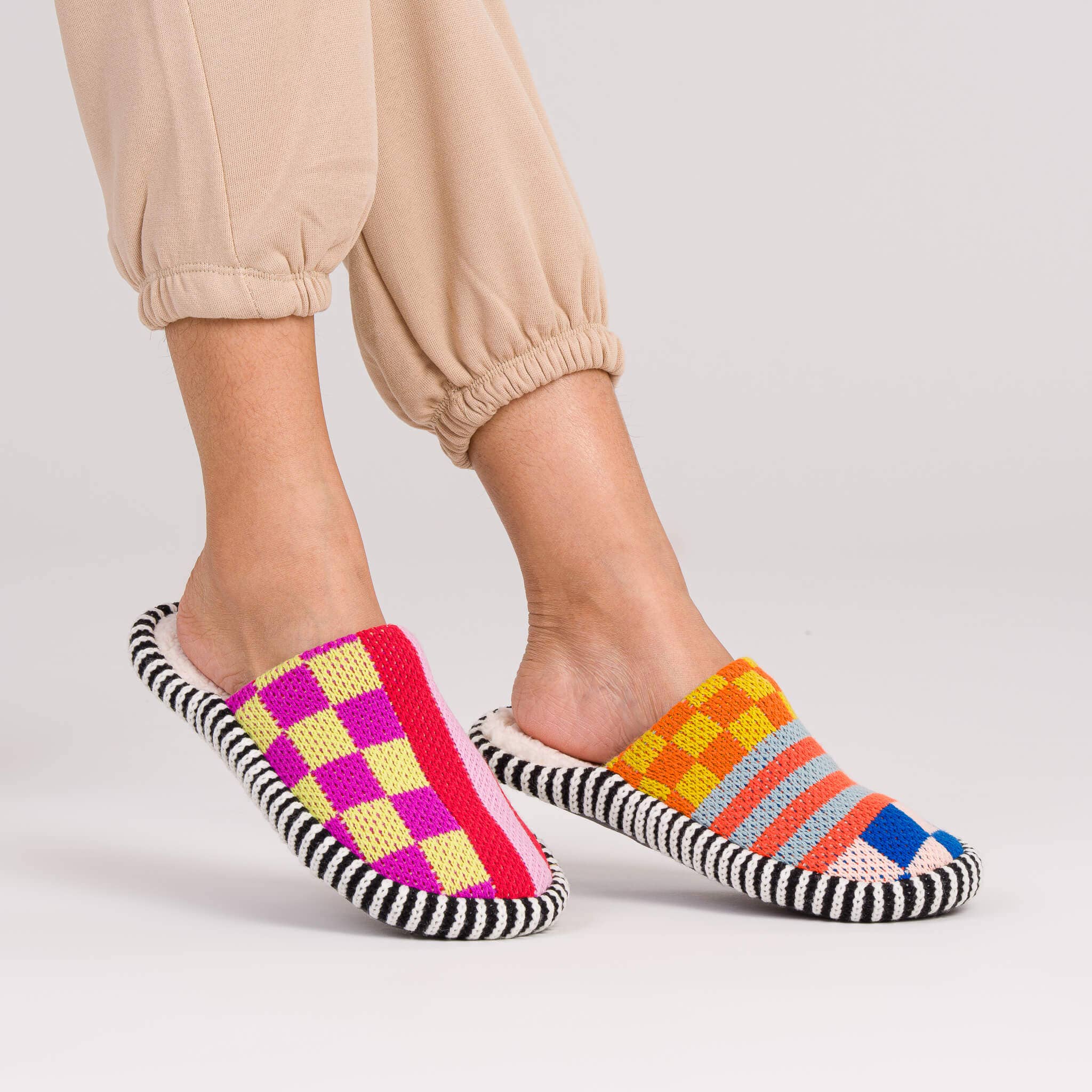 Pattern Patch Mule Slippers