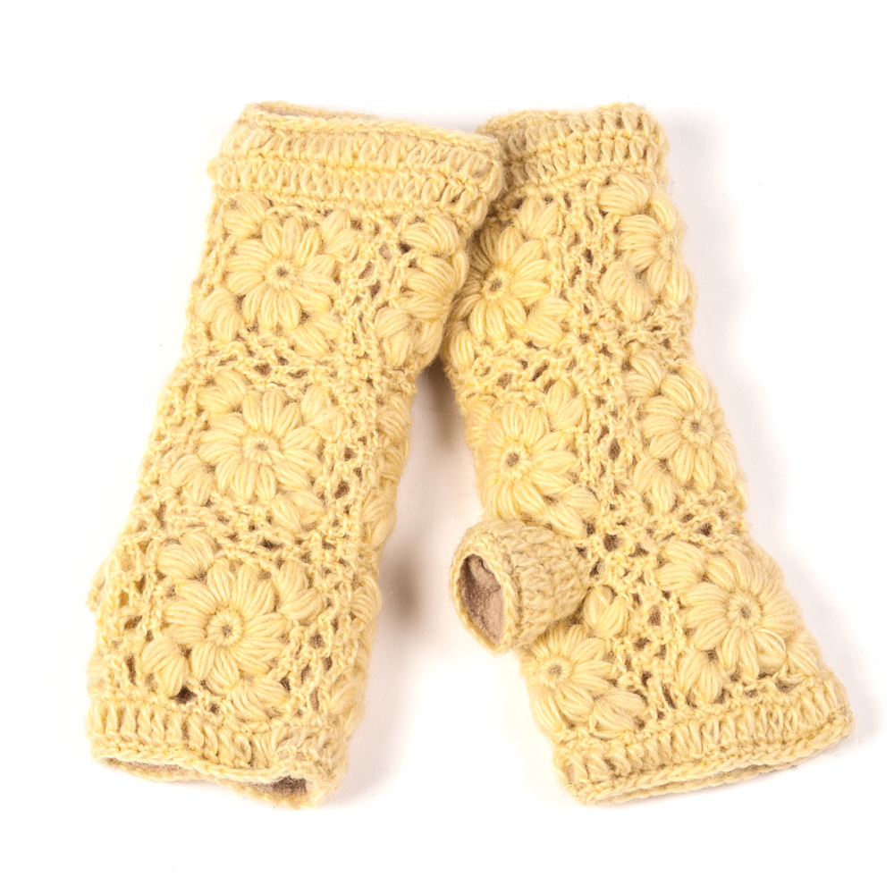 Nirvanna Designs Flower Crochet Wool Hand Warmers