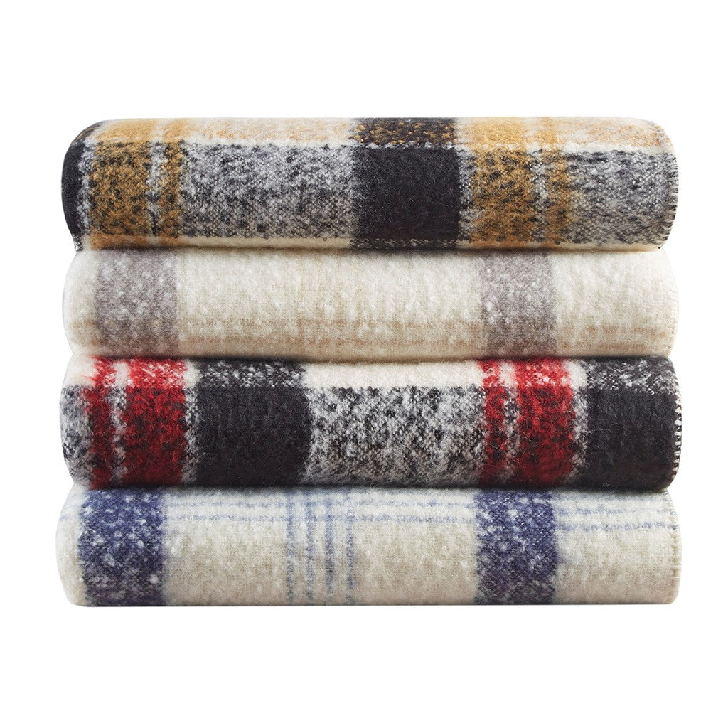 Olliix Plaid Faux Mohair & Sherpa Throw Blanket