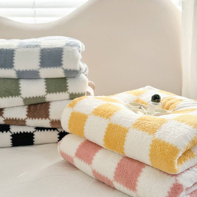 Home Coral Color Block Fleece Soft Blanket SKABL4090