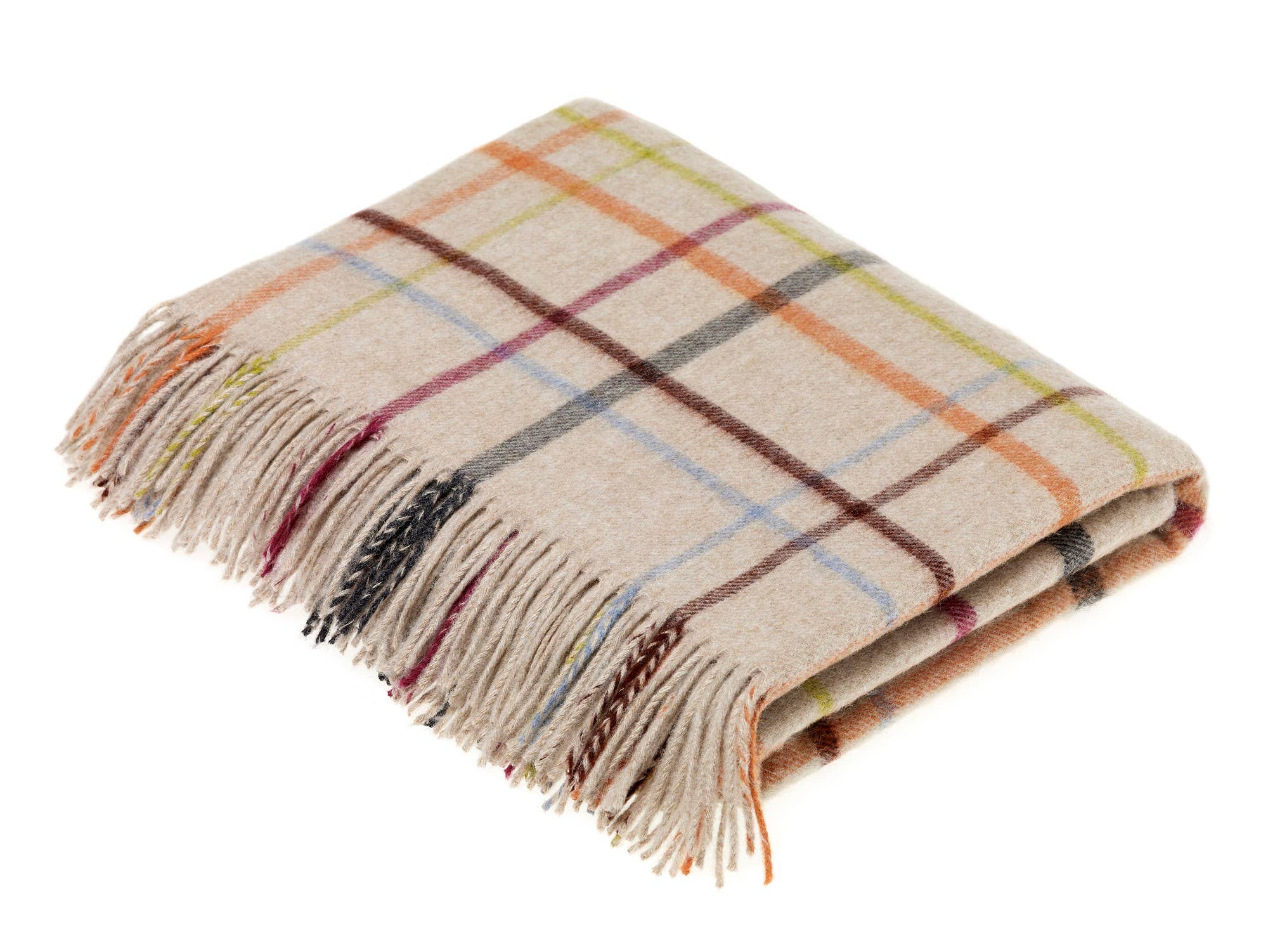 Bronte Moon Variegated Windowpane Merino Wool Throw Blanket Collection
