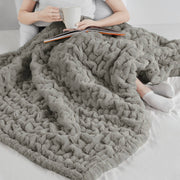 Soft Warm Ruched 50x60" Throw Blanket, Grey