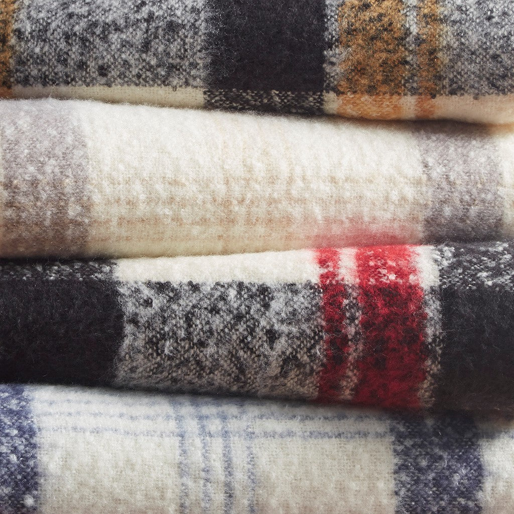 Olliix Plaid Faux Mohair & Sherpa Throw Blanket