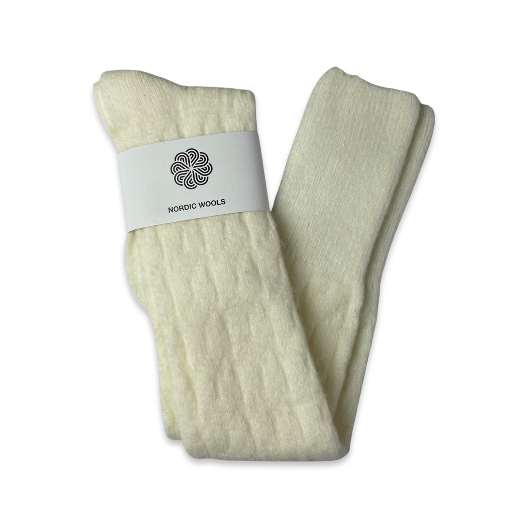 Nordic Wools Lyra Over-the-Knee Socks & Hand Warmers Set / Creme