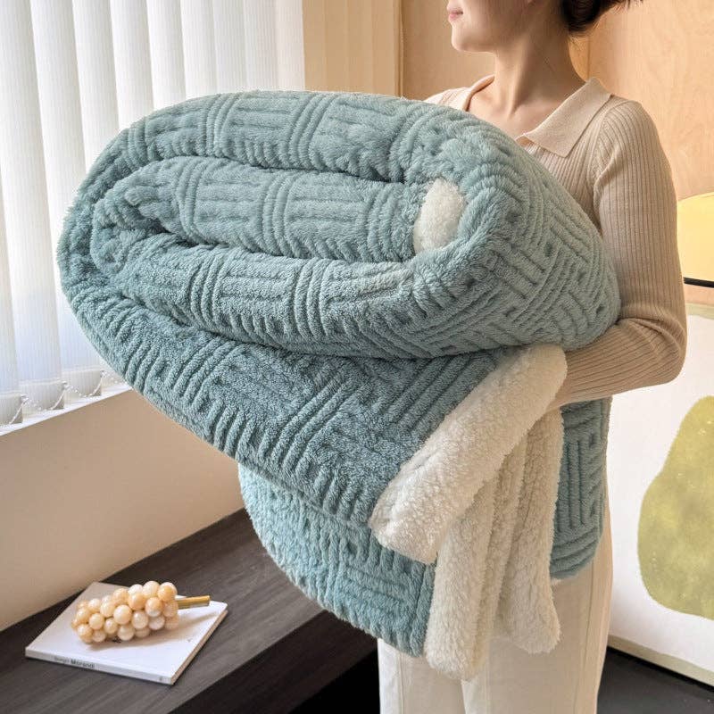 Sweetkama Grid Sherpa Fleece Oversized Throw Blanket