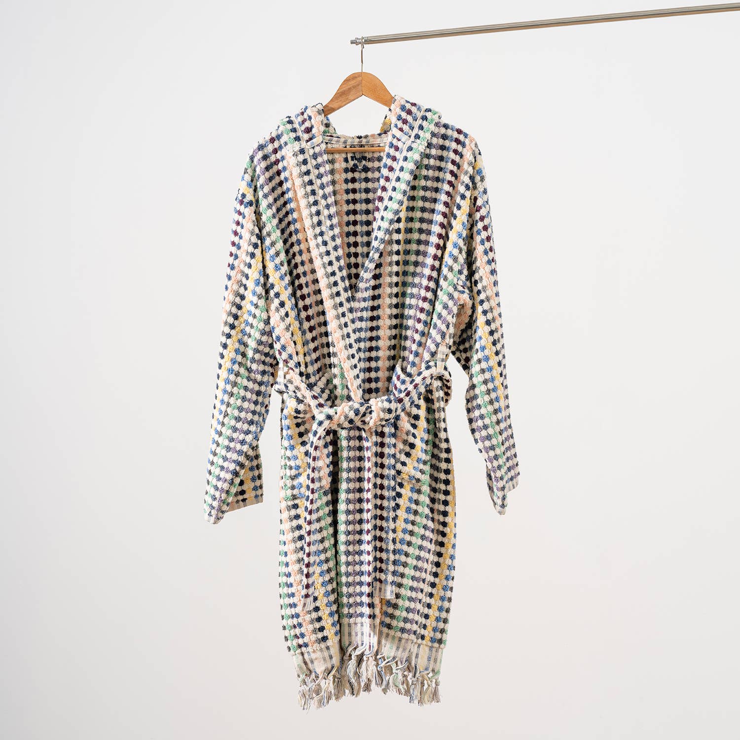 Pompom Bathrobe Handloom Turkish Cotton Resort Heavy Luxury