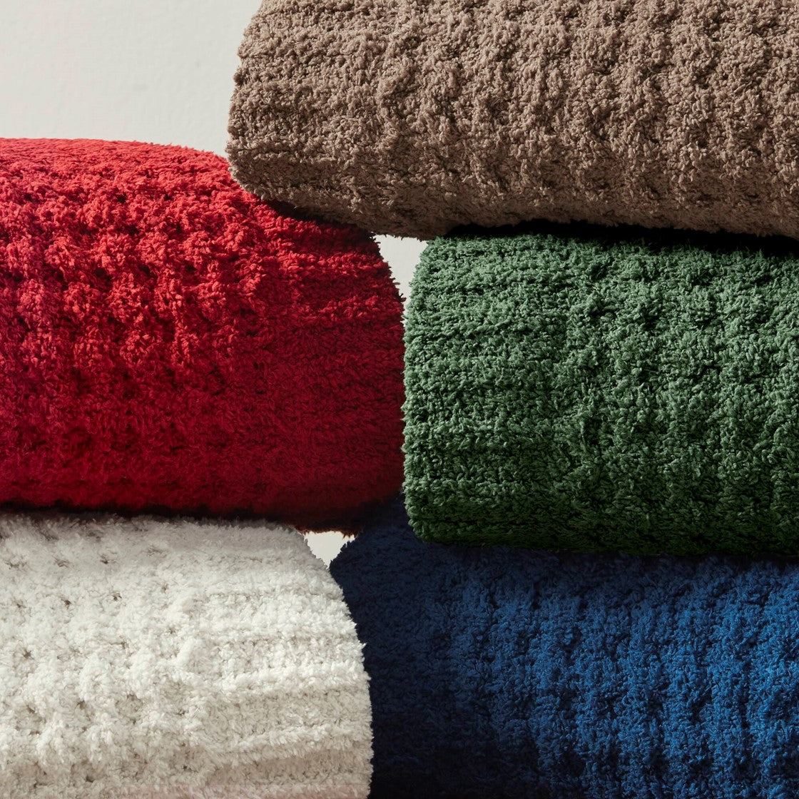 Olliix Waffle Knit Chenille & Sherpa Throw Blanket