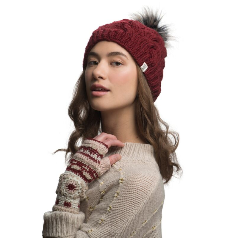 Boheme Cable Beanie with Faux Fur Pom
