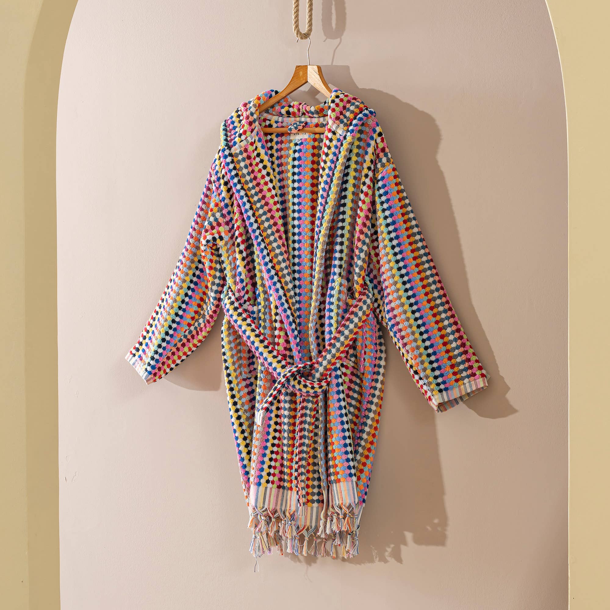 Pom Pom Bathrobe Handloom Turkish Cotton Resort Heavy Luxury