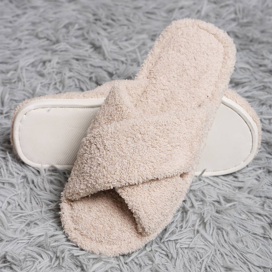 Fashion City Criss Cross Soft Microfiber Slide Slippers