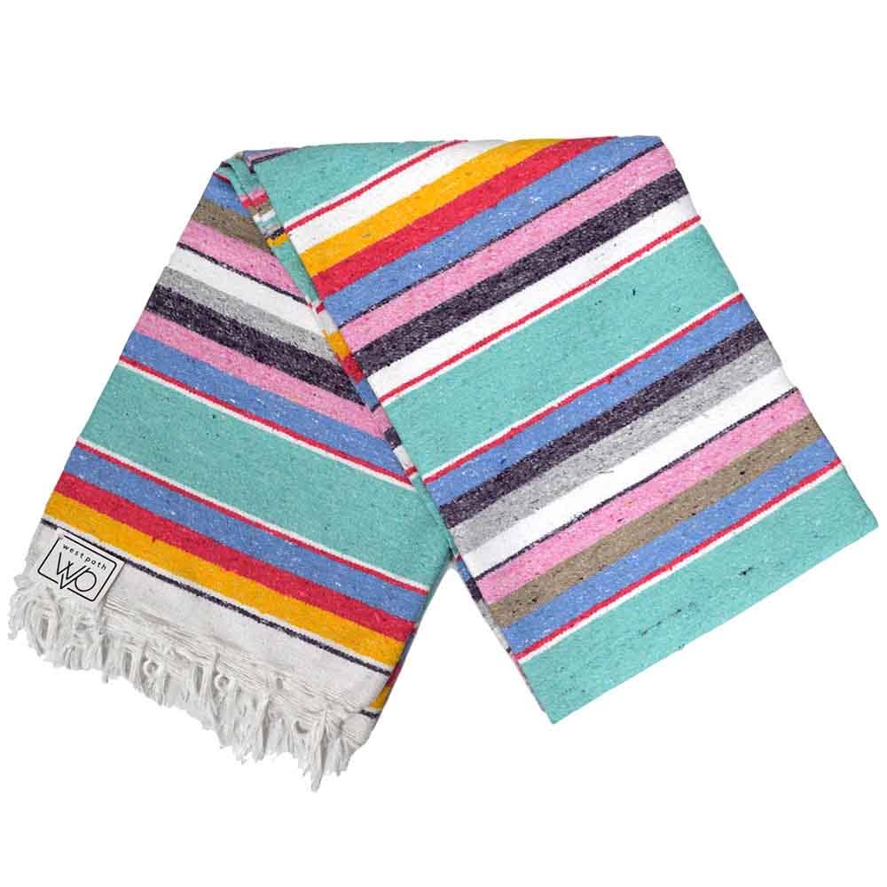 West Path Mexican Serape Blanket / Mint Spectrum