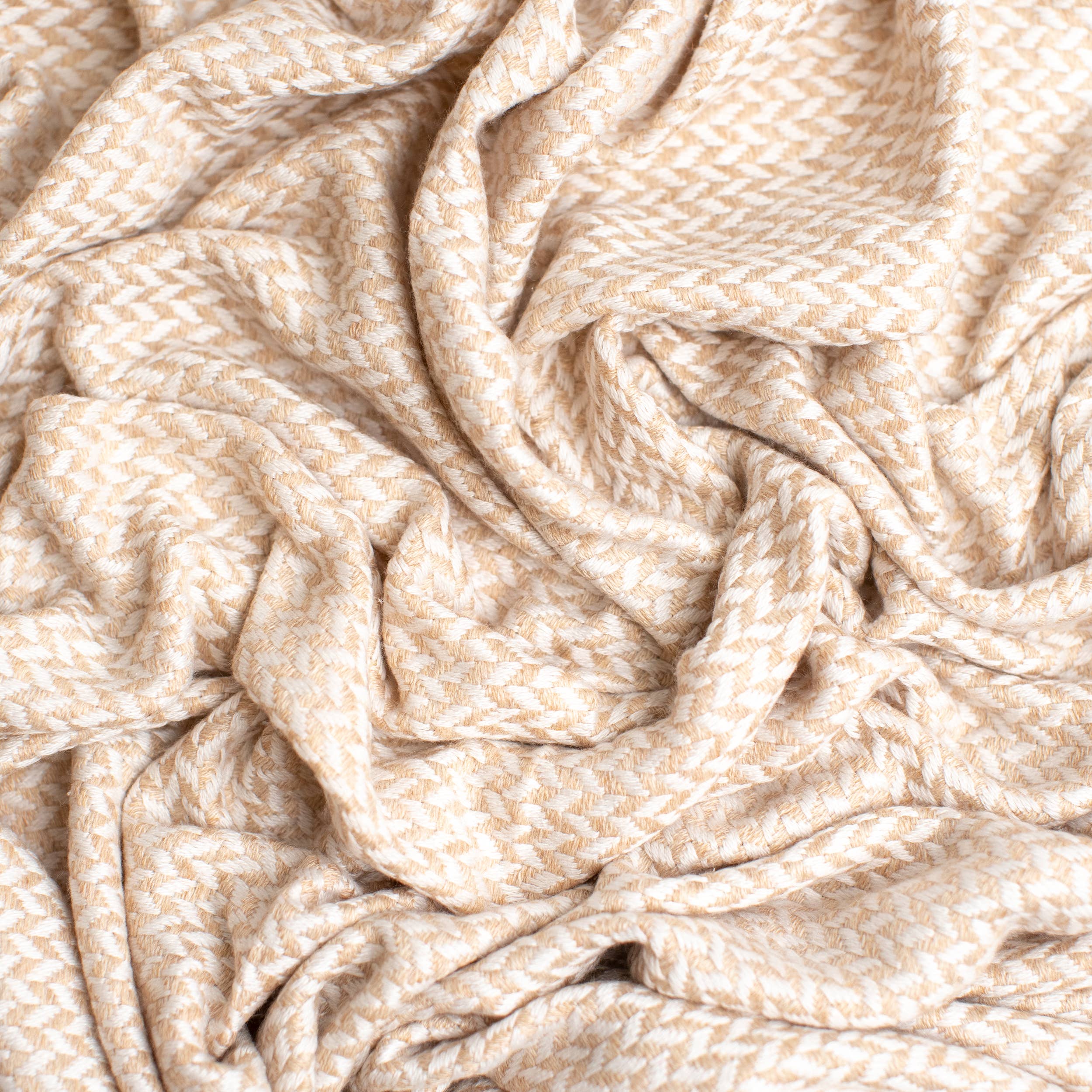 Art Himalayan Trading Reversible Cashmere Wool Throw Blanket / Chevron Pattern / Creme & White