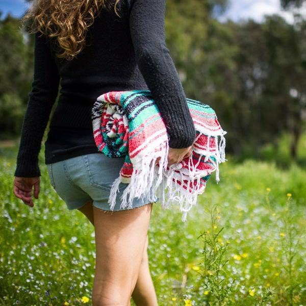 Coral and Sea Green Falsa Yoga Blanket