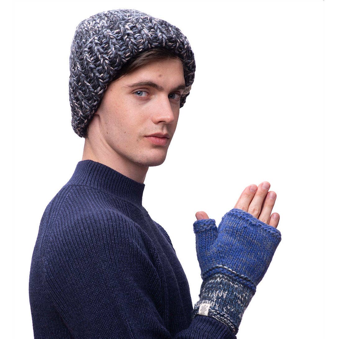 Marbled rib fold beanie