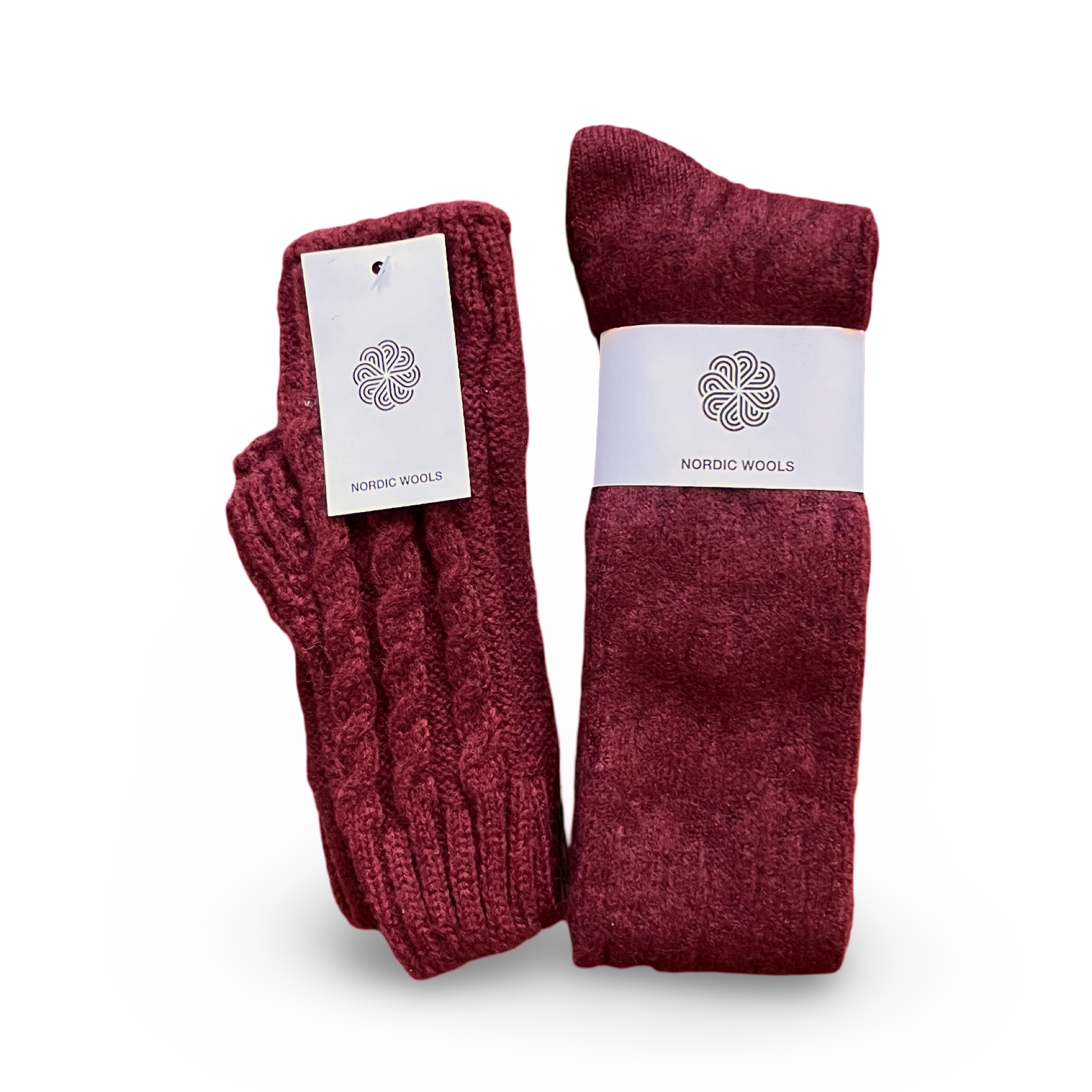 Nordic Wools Lyra Over-the-Knee Socks & Hand Warmers Set / Crimson