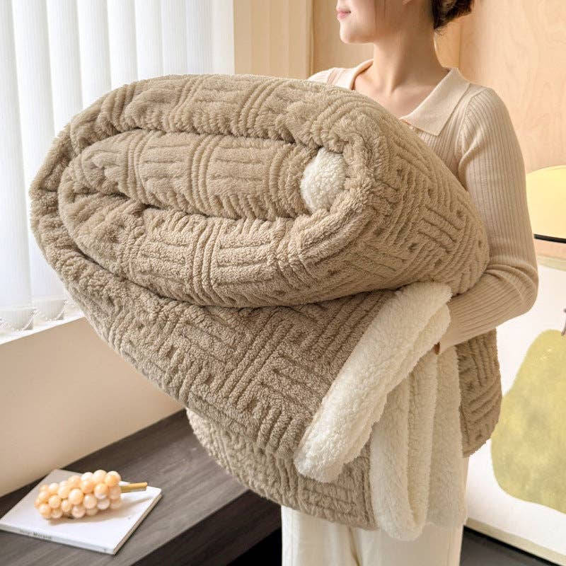 Sweetkama Grid Sherpa Fleece Oversized Throw Blanket