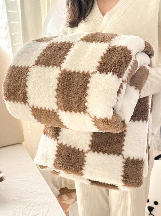 Home Coral Color Block Fleece Soft Blanket SKABL4090