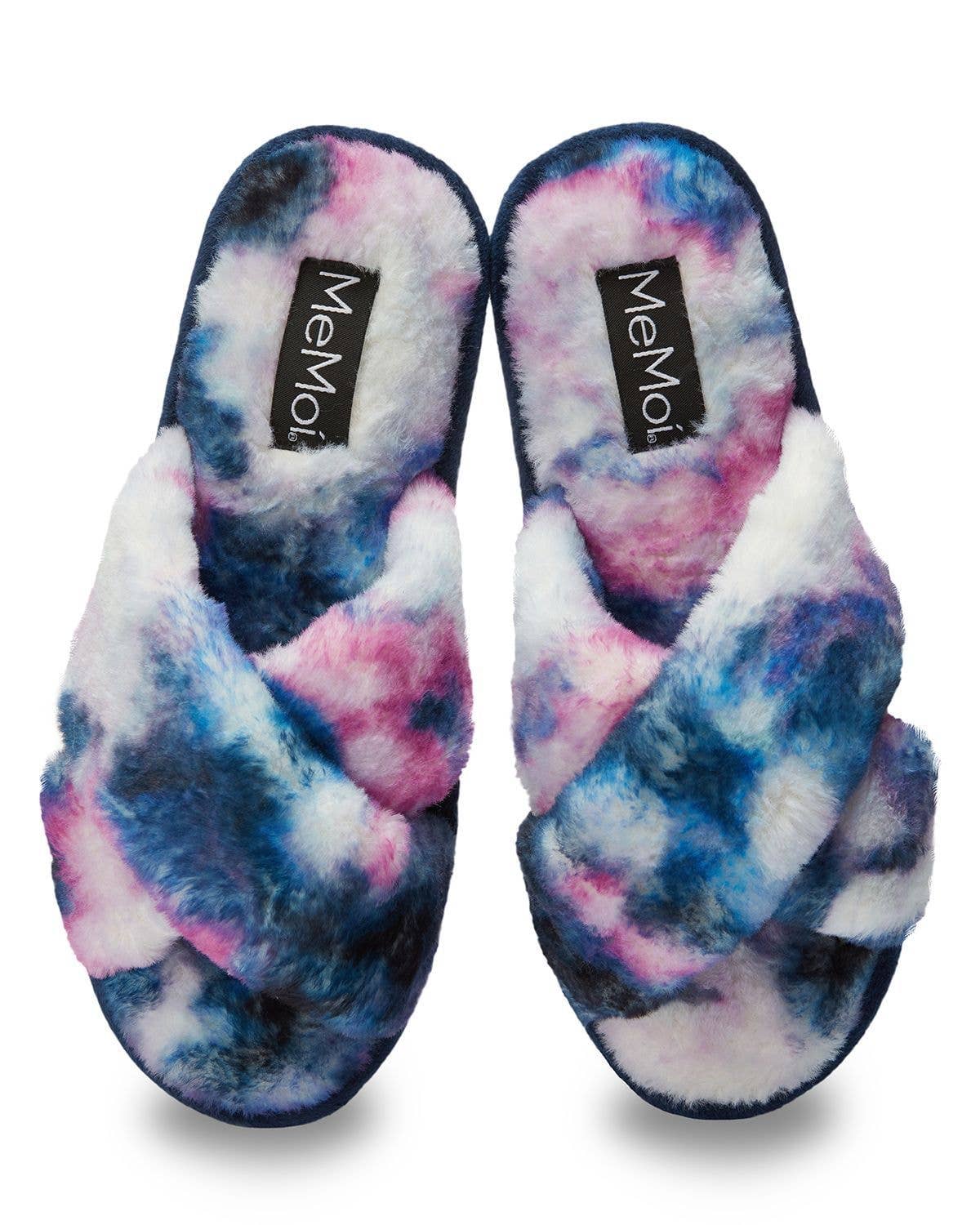 MeMoi Stardust Tie Dye Plush Slide Slippers