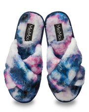 MeMoi Stardust Tie Dye Plush Slide Slippers
